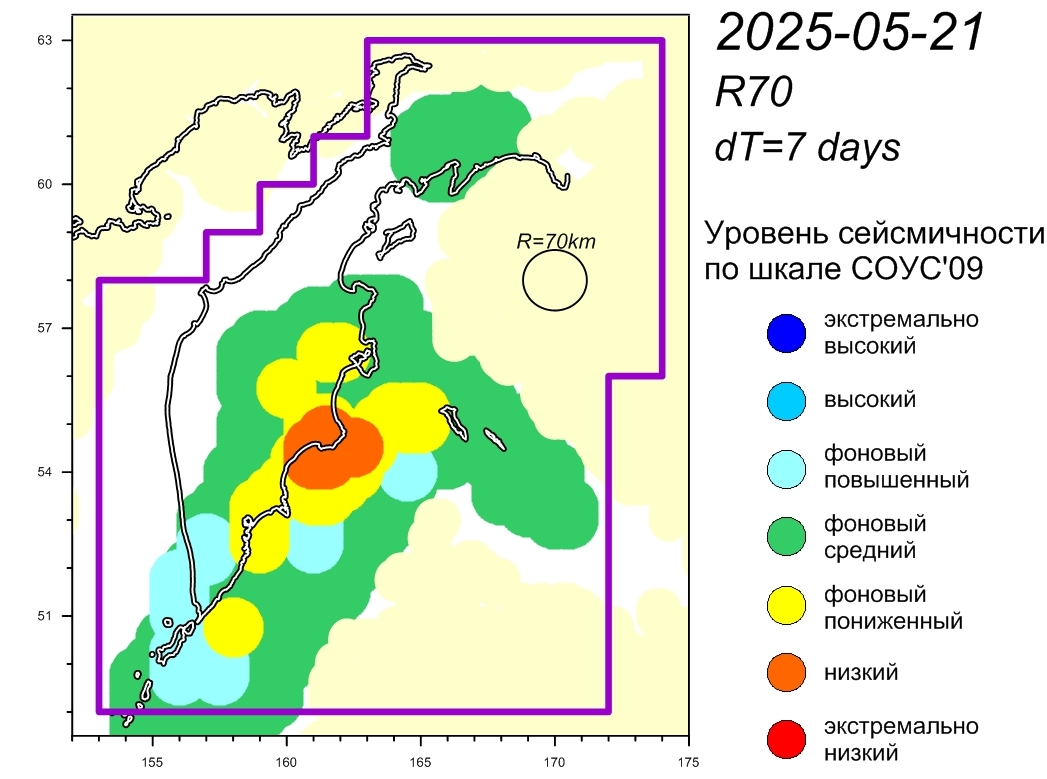 Cейсмическая обстановка в Камчатском крае по состоянию на 23 мая 2025 г.