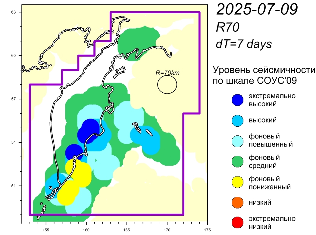 Cейсмическая обстановка в Камчатском крае по состоянию на 11 июля 2025 г.