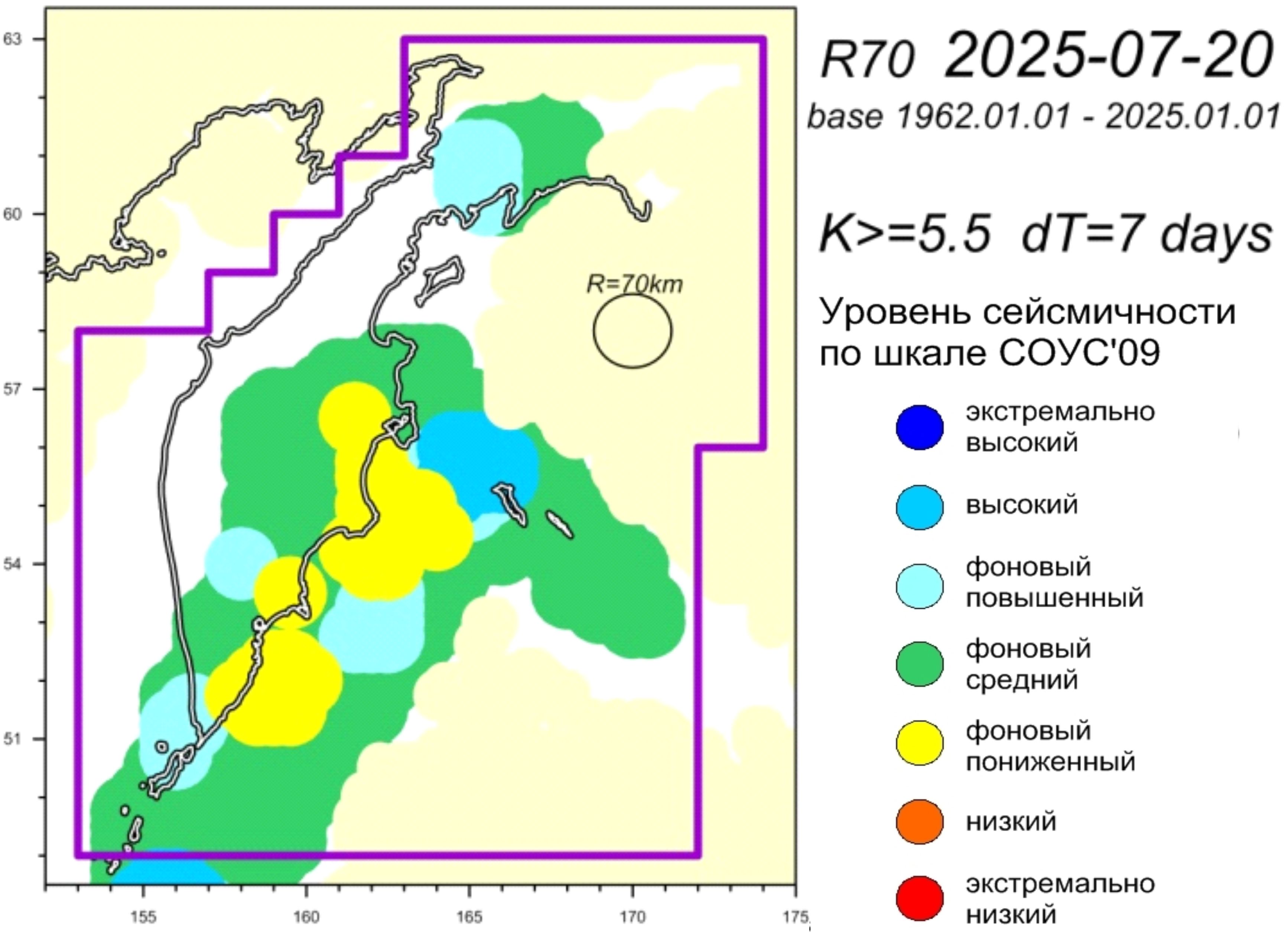 Cейсмическая обстановка в Камчатском крае по состоянию на 12 сентября 2025 г.