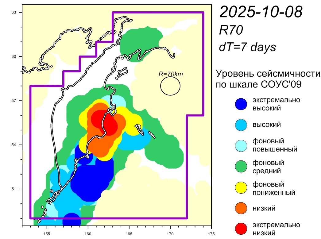 Cейсмическая обстановка в Камчатском крае по состоянию на 10 октября 2025 г.