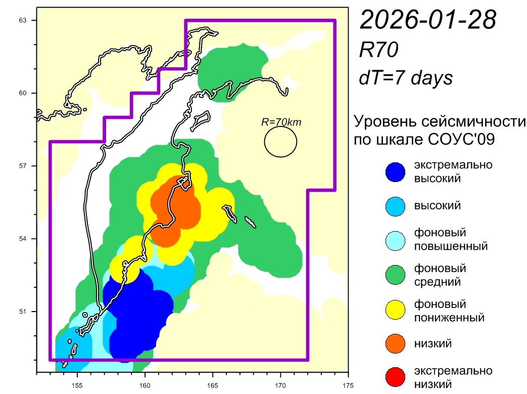 Cейсмическая обстановка в Камчатском крае по состоянию на 30 января 2026 г.