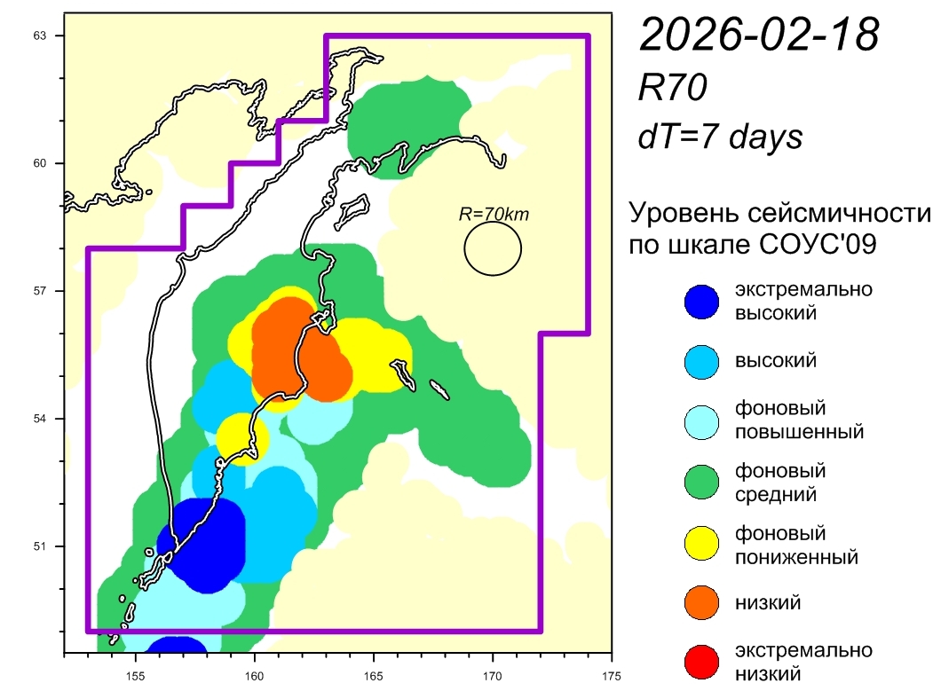 Cейсмическая обстановка в Камчатском крае по состоянию на 20 февраля 2026 г.