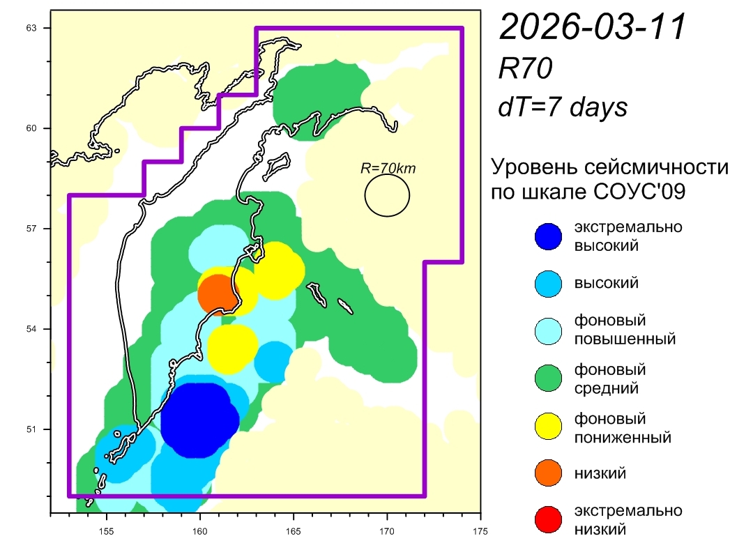 Cейсмическая обстановка в Камчатском крае по состоянию на 13 марта 2026 г.
