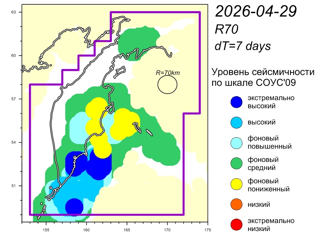 Cейсмическая обстановка в Камчатском крае по состоянию на 30 апреля 2026 г.