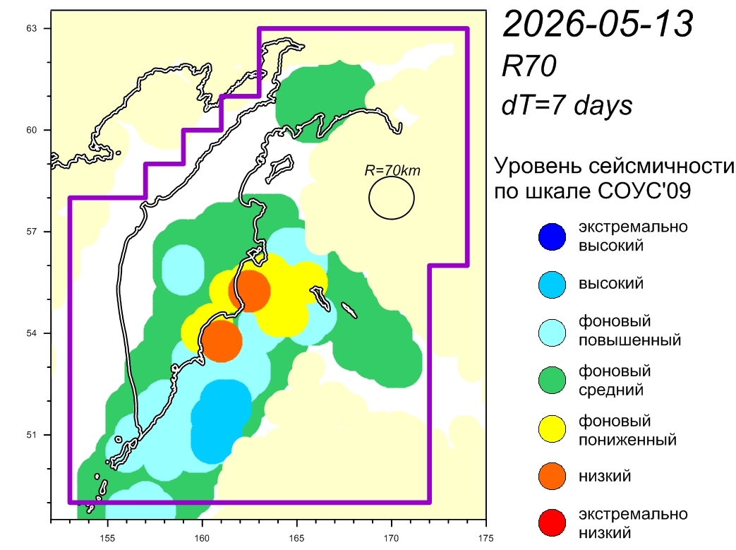 Cейсмическая обстановка в Камчатском крае по состоянию на 15 мая 2026 г.