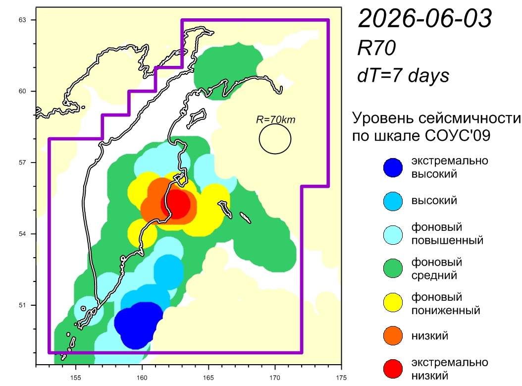 Cейсмическая обстановка в Камчатском крае по состоянию на 05 июня 2026 г.