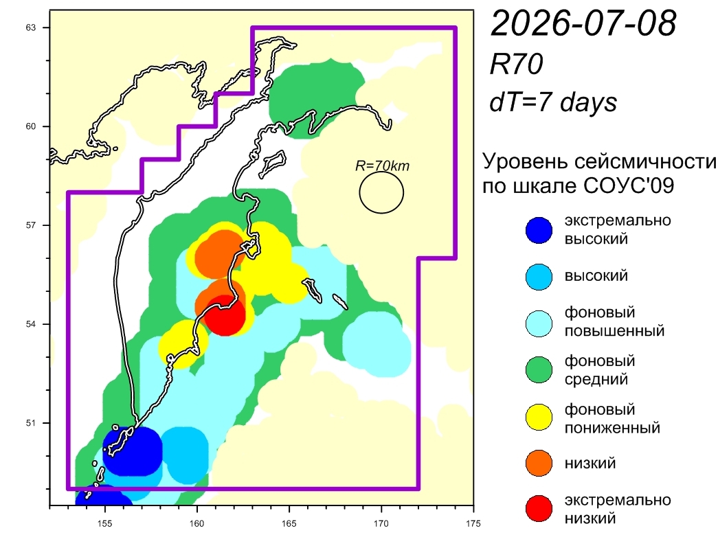 Cейсмическая обстановка в Камчатском крае по состоянию на 10 июля 2026 г.