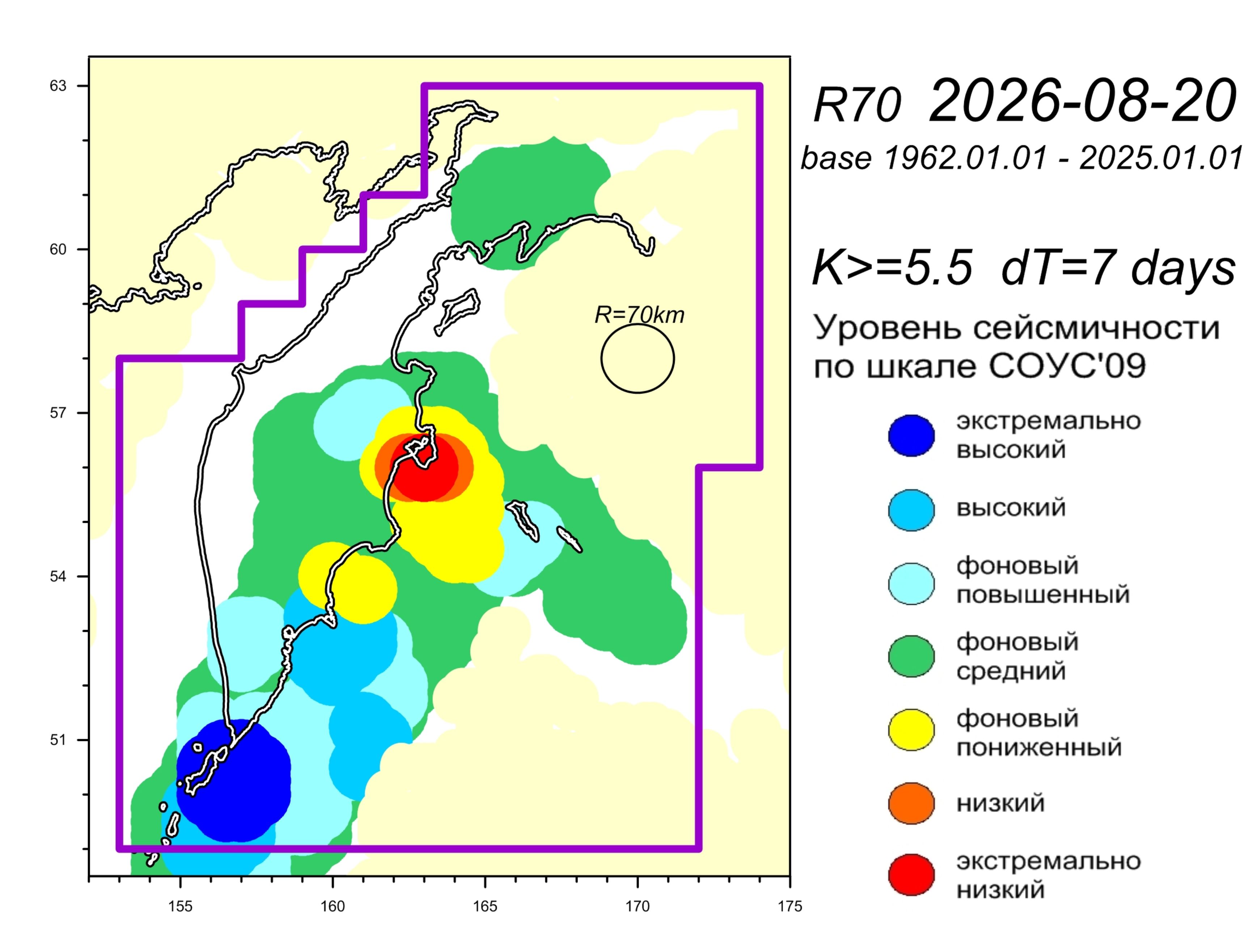 Cейсмическая обстановка в Камчатском крае по состоянию на 21 августа 2026 г.