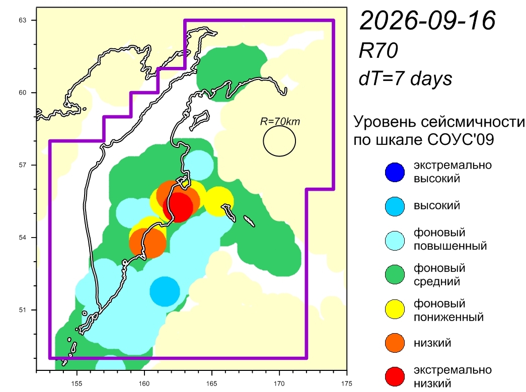Cейсмическая обстановка в Камчатском крае по состоянию на 18 сентября 2026 г.